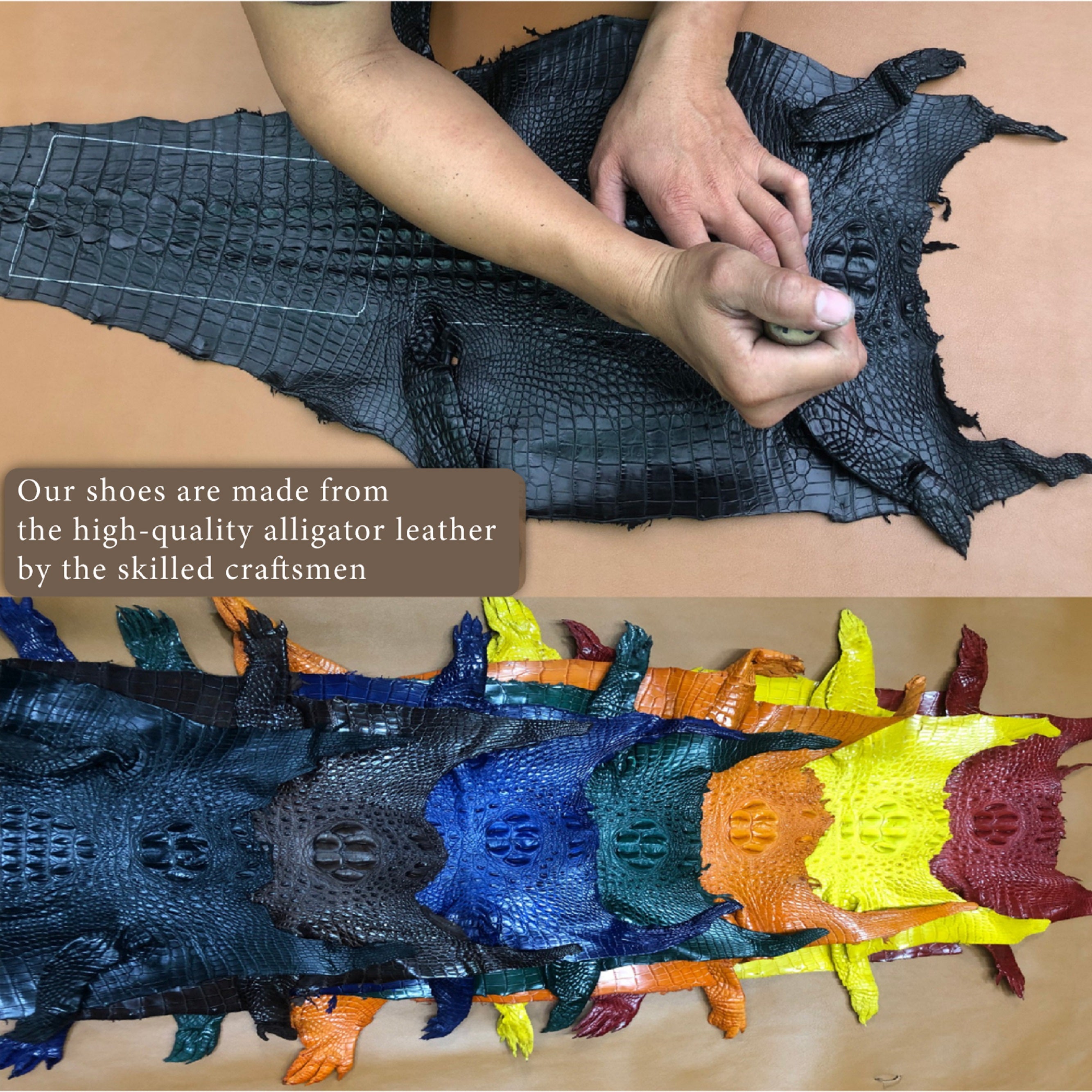Light Brown Mens Alligator Leather Slip-On Loafer | Crocodile Hornback Moc Toe Loafer | SH56F