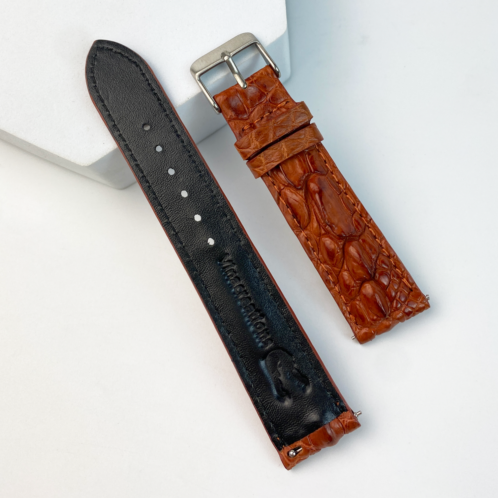 light brown hornback leather watch strap