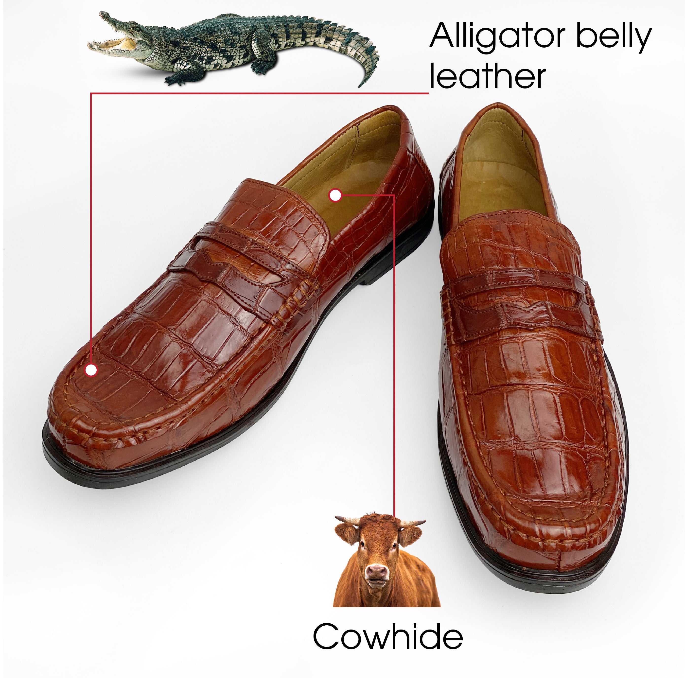 Black Mens Alligator Leather Slip-On Loafer Shoes for Men | Crocodile Hornback Leather Loffer | SH51F, Black / 14