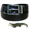 Men's Black Alligator Leather Belt - Pin Buckle 