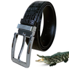 Men's Black Alligator Leather Belt - Pin Buckle 