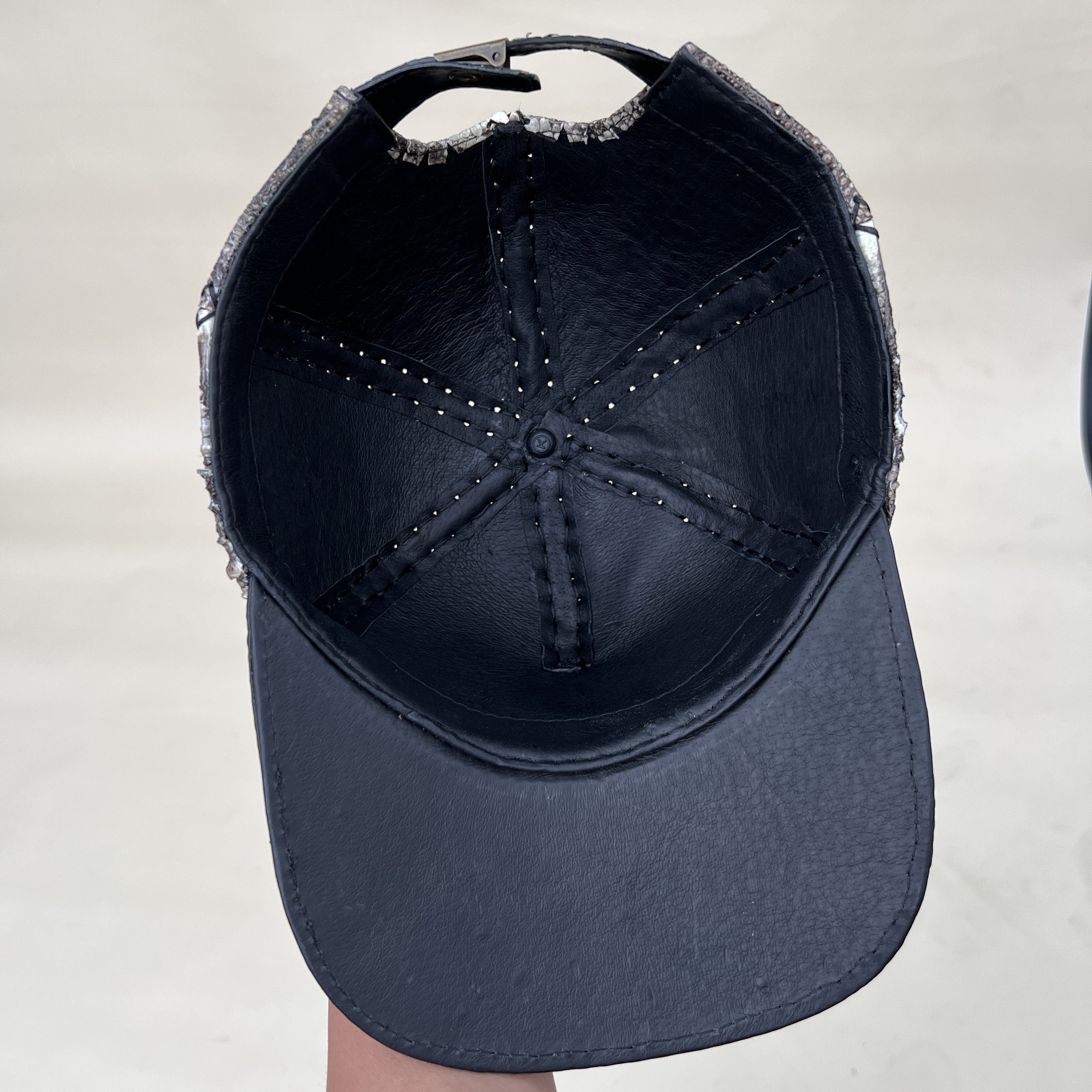 Mens Alligator Leather Cap | Fashionable Exotic Adjustable Outdoor Baseball Cap | HAT-TUOI-05 - Vinacreations
