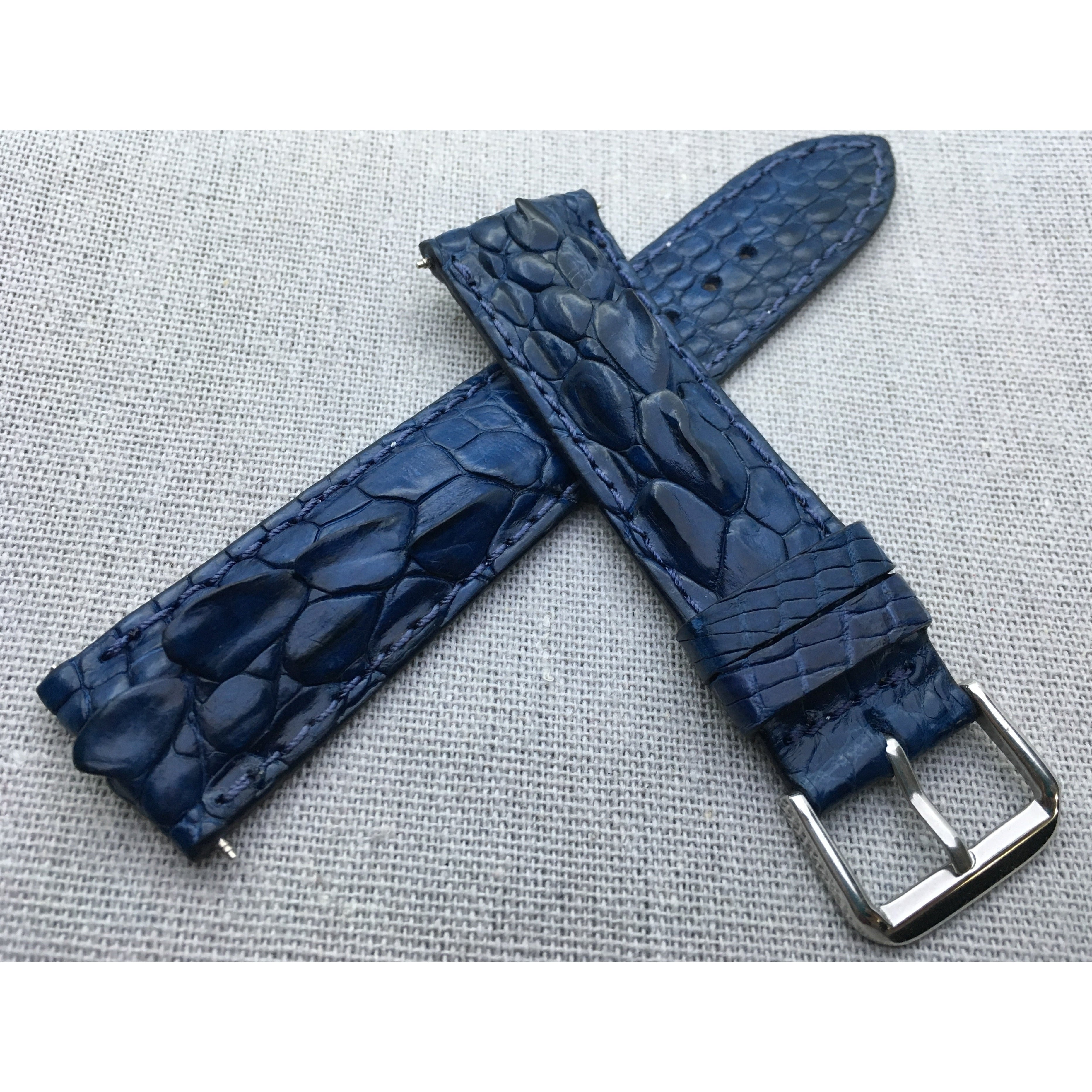 Navy blue Alligator Leather Watch Band For Men | Premium Crocodile Quick Release Replacement Wristwatch Strap | DH-82 - Vinacreations