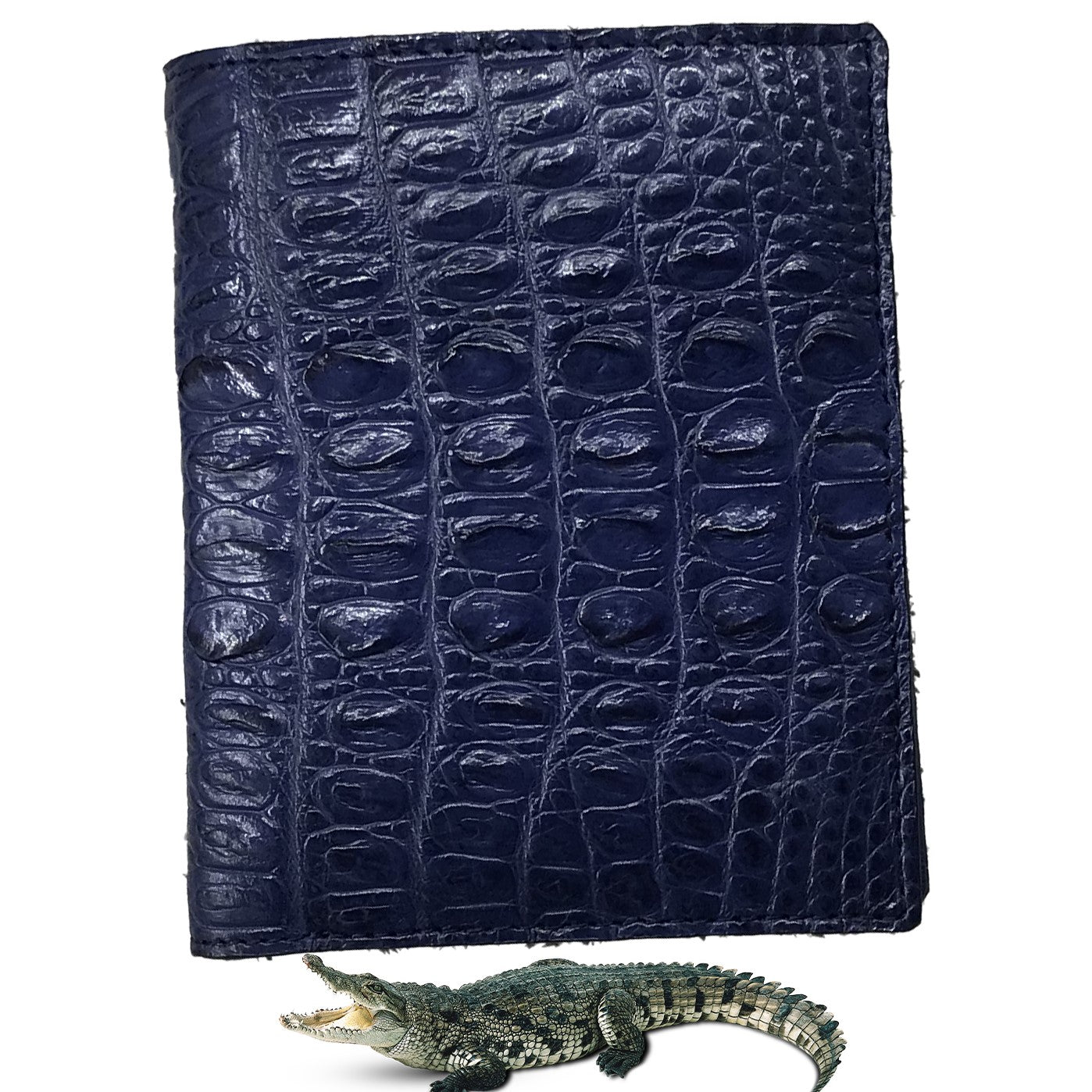Navy Blue Alligator Skin Bifold Vertical Wallet For Men | Handmade Crocodile Leather Wallet RFID Blocking | VL5684 - Vinacreations