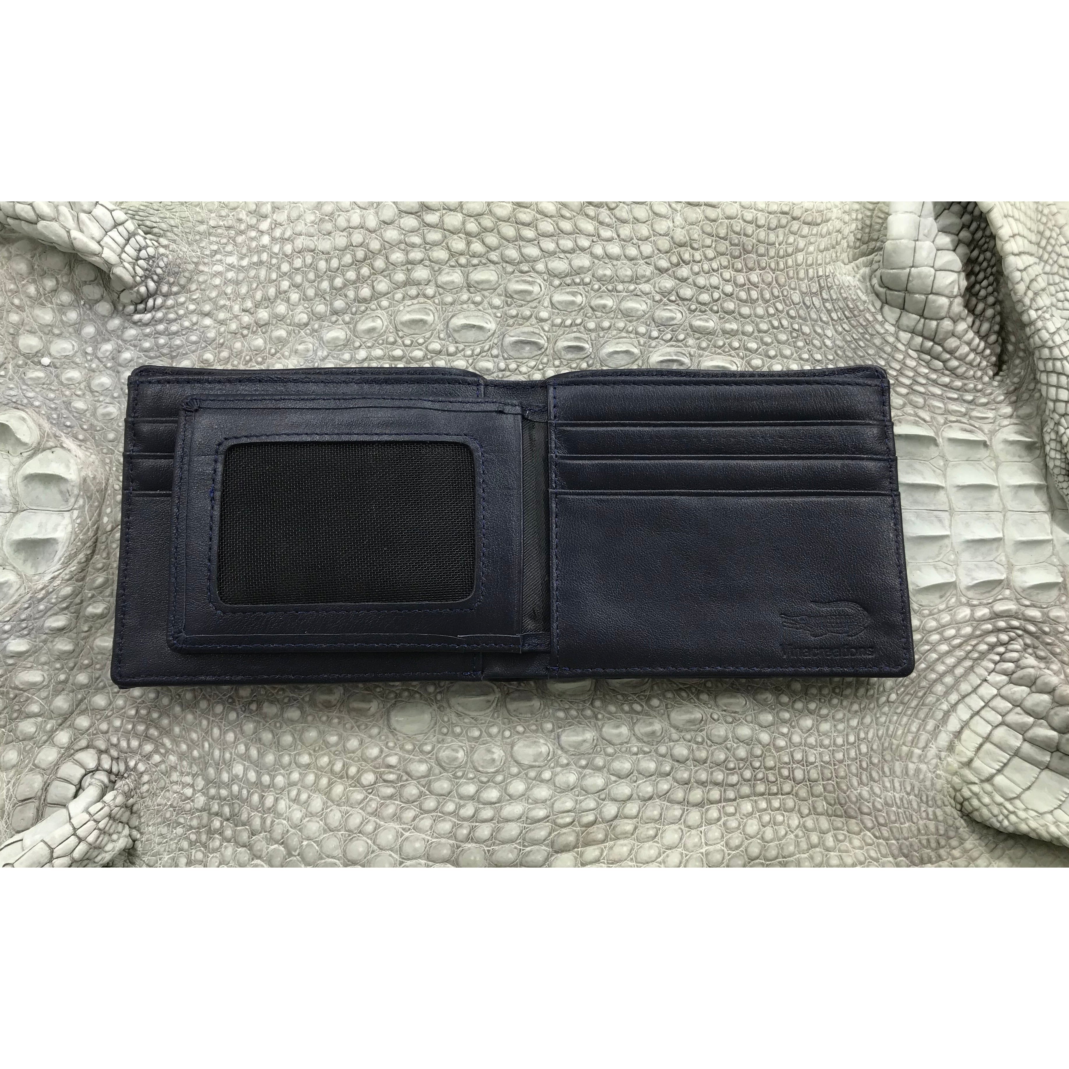 Men's Crocodile Embossed Leather RFID Blocking Bifold Wallet - Tan, 8 Card Slots, Zippered, Gift Ready