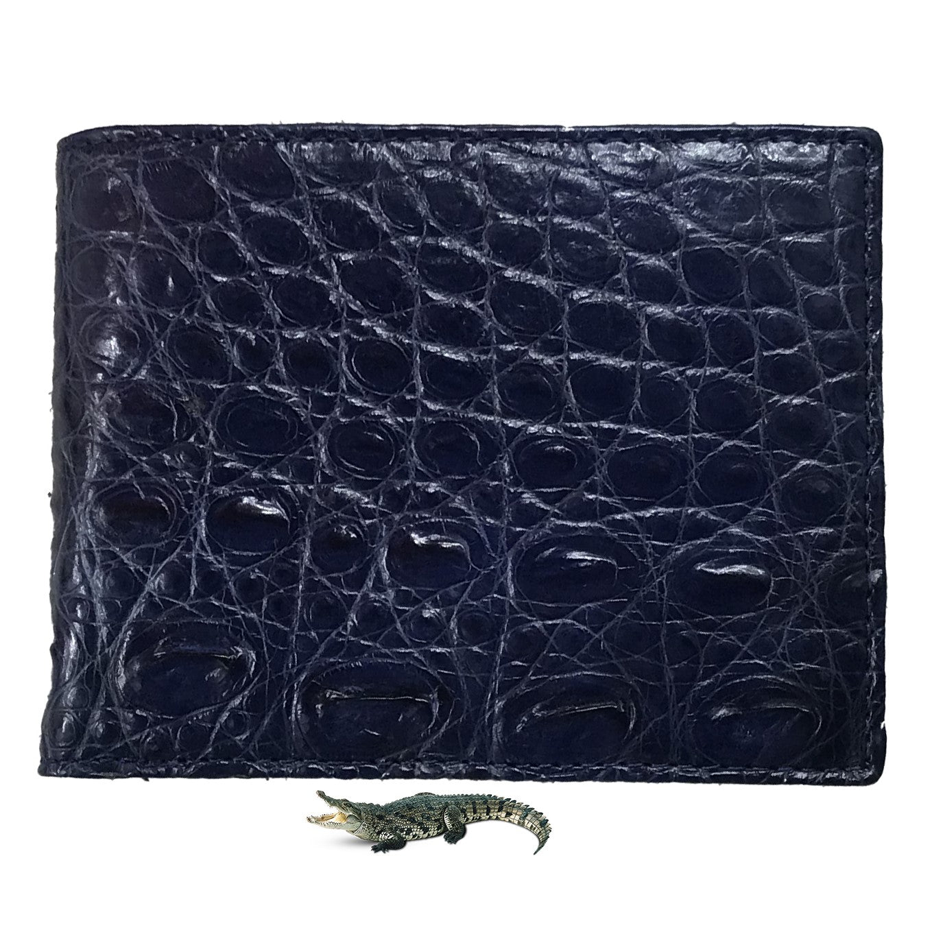Navy Blue Alligator Skin Bifold Wallet For Men | Handmade Crocodile Leather Wallet RFID Blocking | VL5617 - Vinacreations