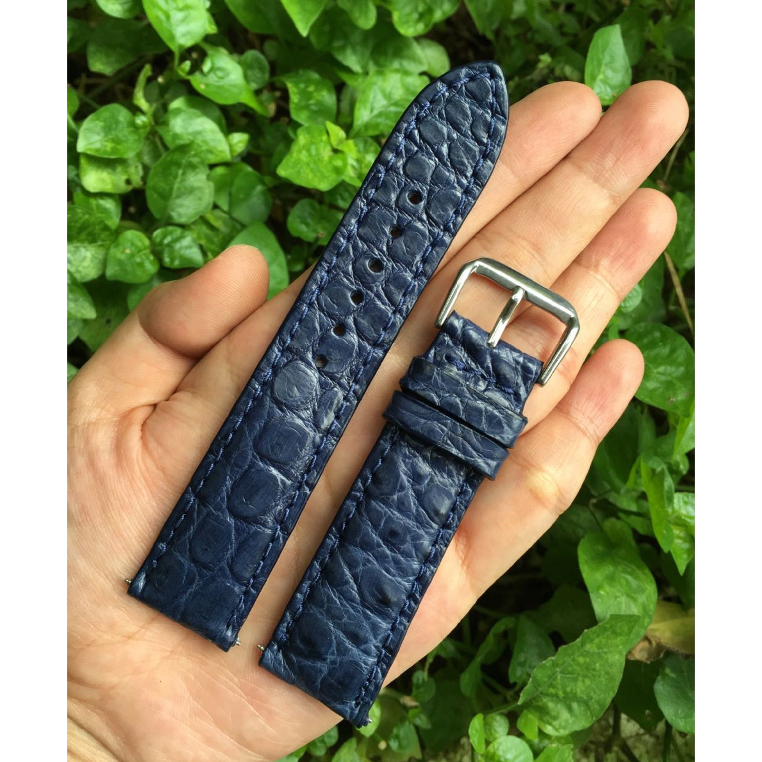 Navy blue Hornback Alligator Leather Watch Band | DH-49 - Vinacreations