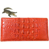 Orange Women's Long Purse Wallet Alligator Leather Clutch Large Capacity Luxury Ladies Crocodile Wristlet Organizer RFID Blocking Wallet VINU-08 - Vinacreations