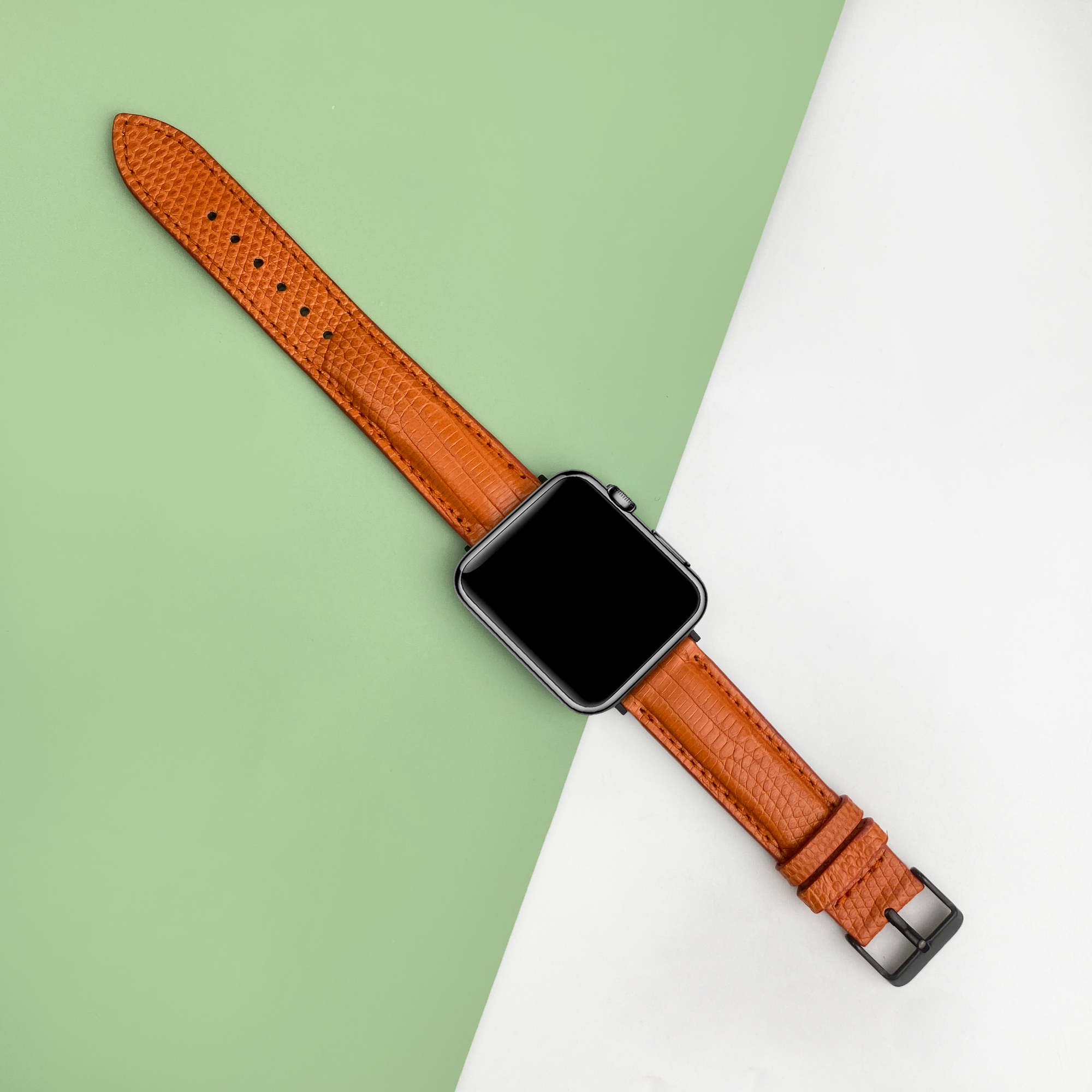 Orange Lizard Leather Strap for Apple Watch Ultra Series 8 7 6 5 4 3 SE | AW-160