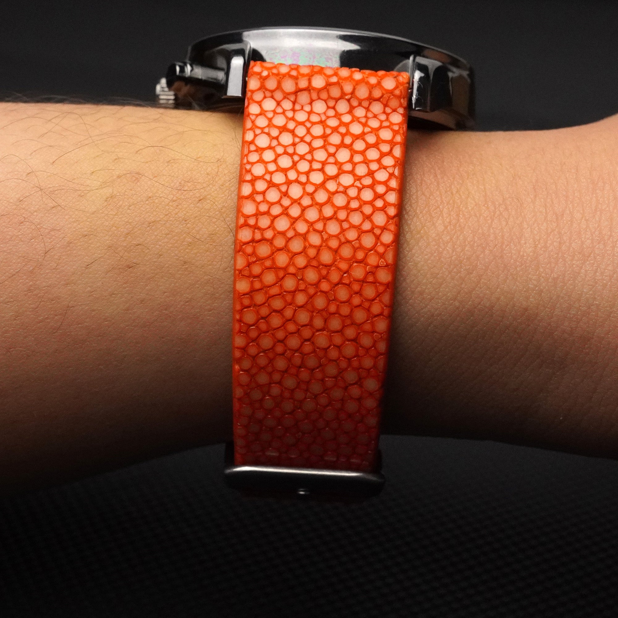 Flat Orange Stingray Leather Watch Band