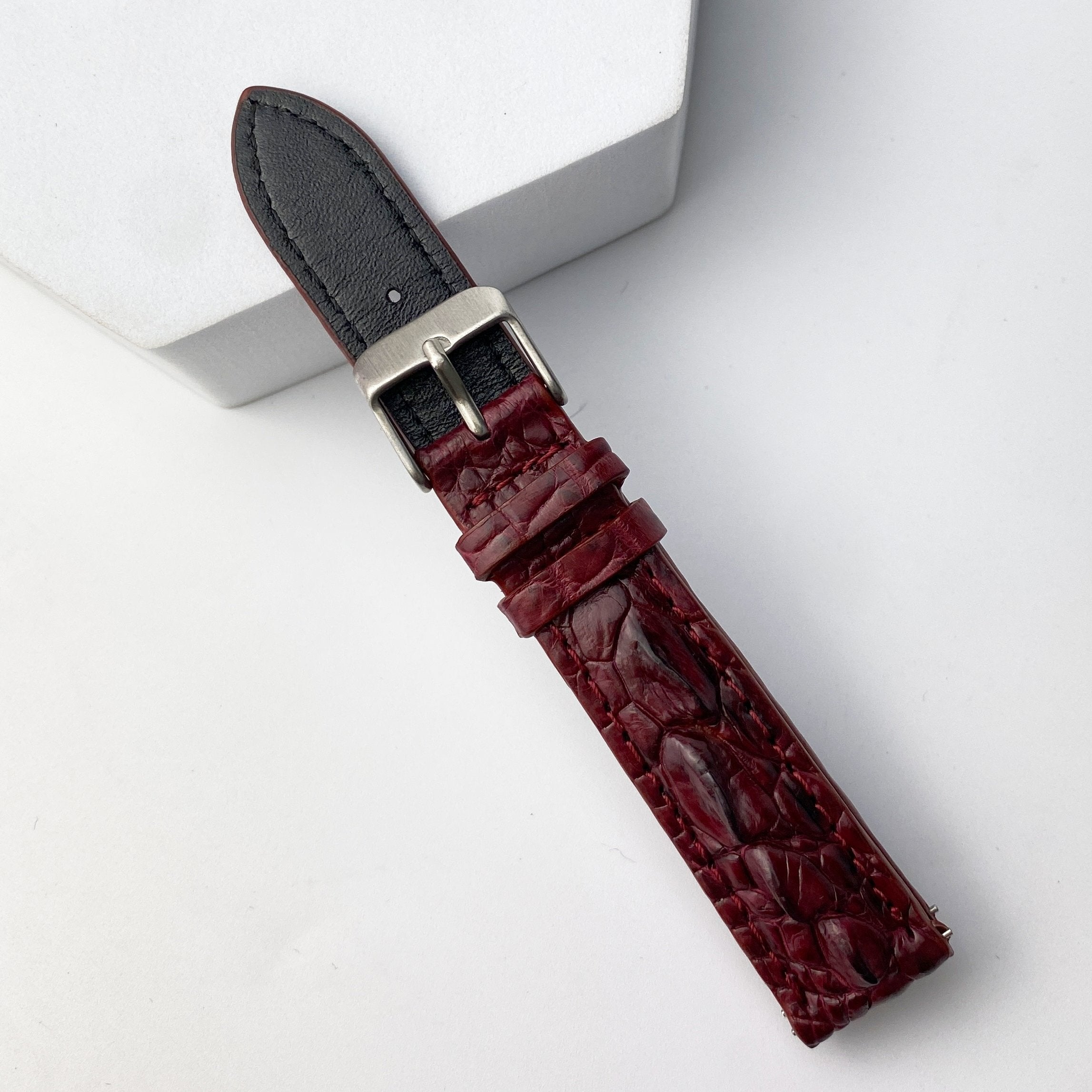 Purple Alligator Leather Watch Band For Men | Premium Crocodile Quick Release Replacement Wristwatch Strap | DH-109 - Vinacreations