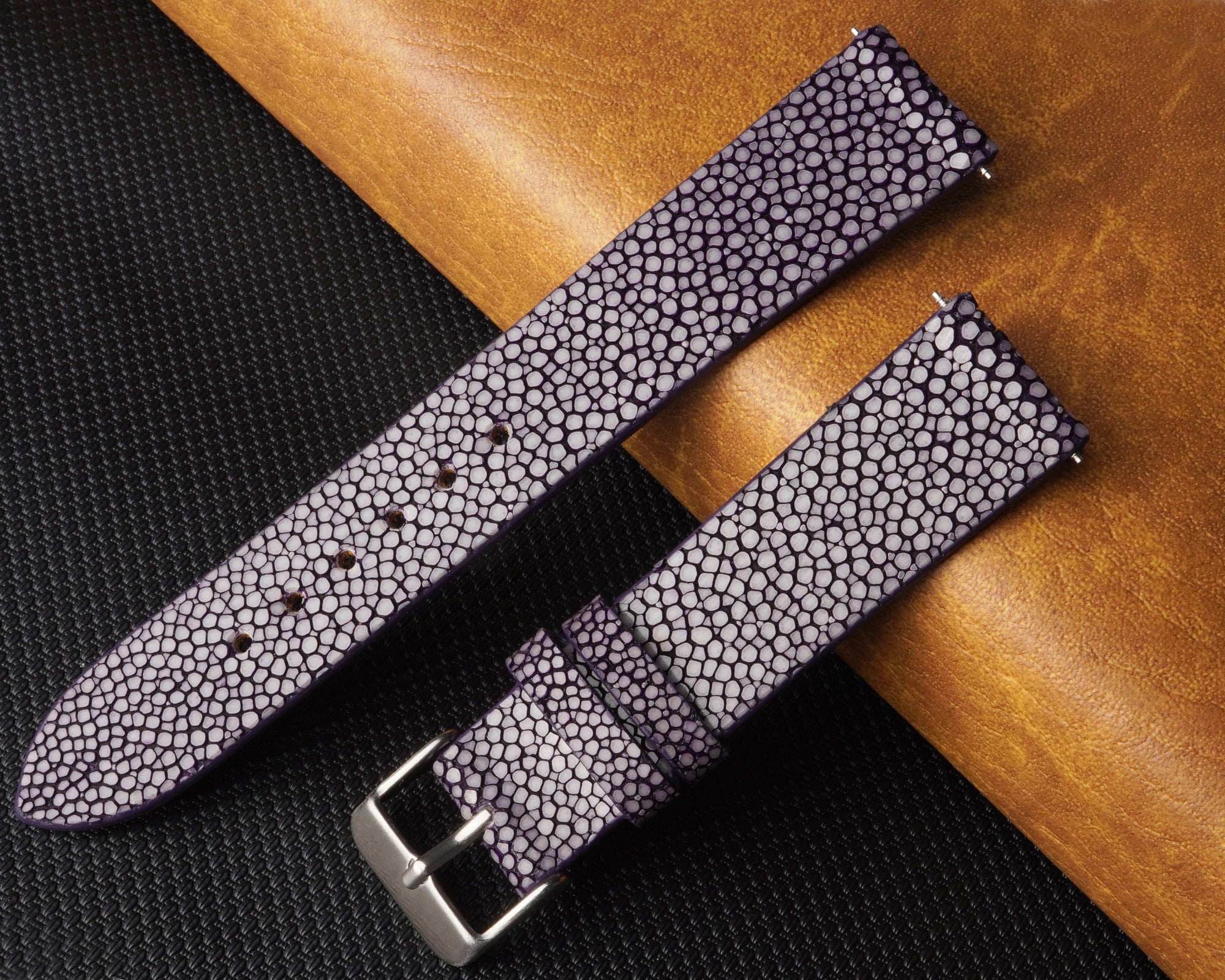 Flat Purple Stingray Leather Watch Band