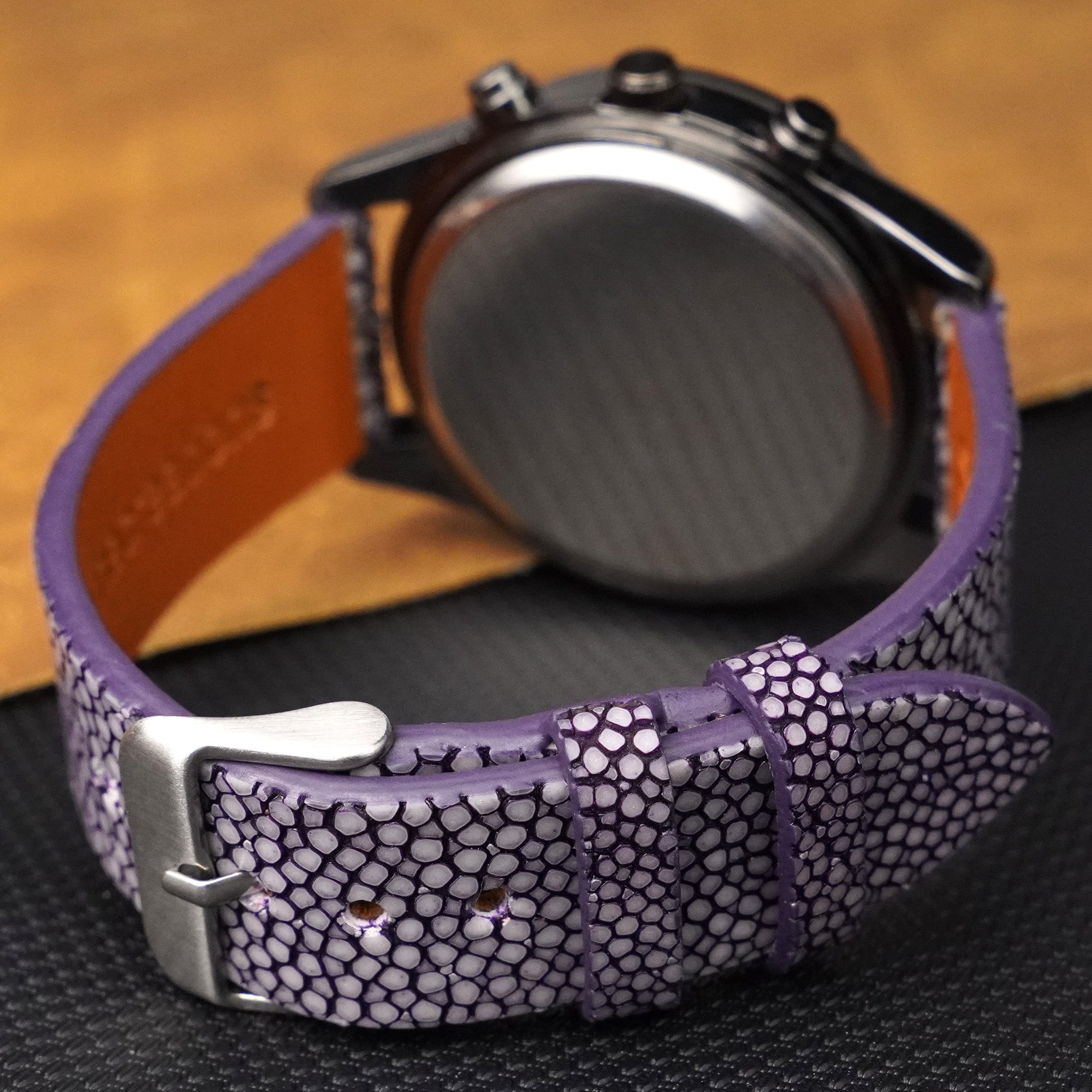 Flat Purple Stingray Leather Watch Band