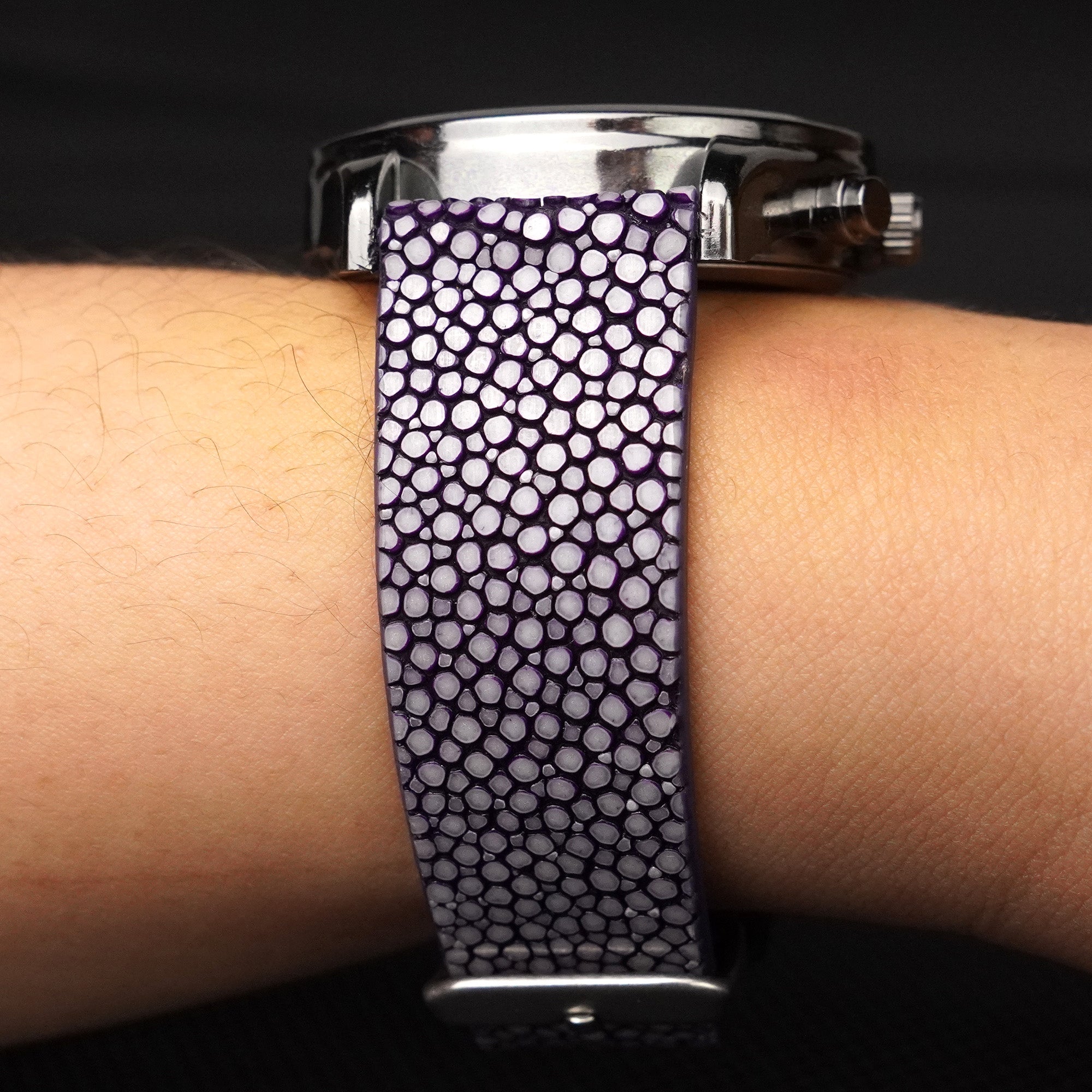 Flat Purple Stingray Leather Watch Band