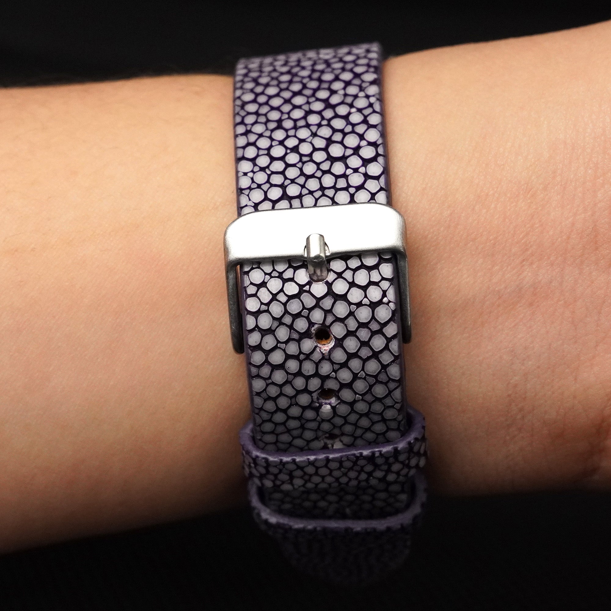 Flat Purple Stingray Leather Watch Band