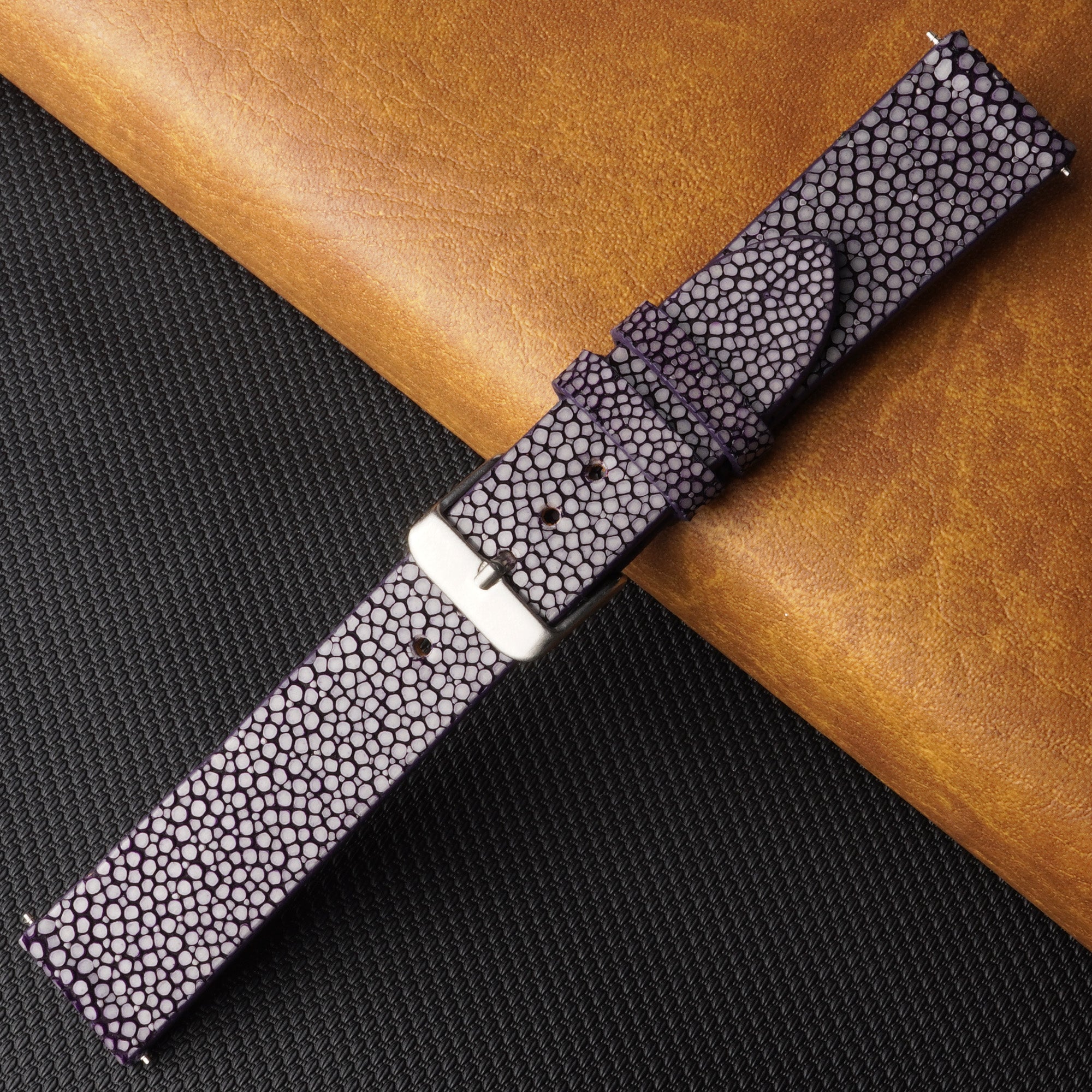 Flat Purple Stingray Leather Watch Band