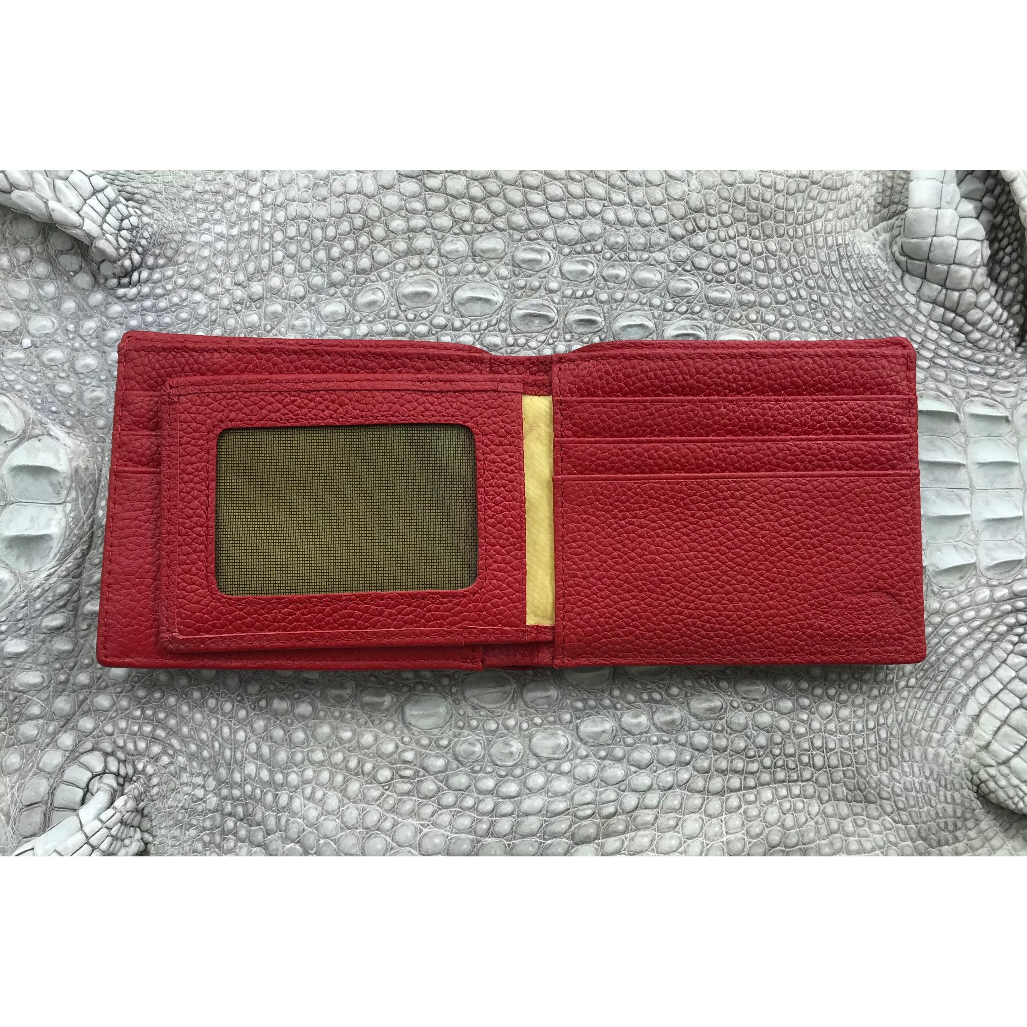 Red Burgundy Alligator Skin Bifold Wallet For Men | Handmade Crocodile Leather Wallet RFID Blocking | VL4541 - Vinacreations