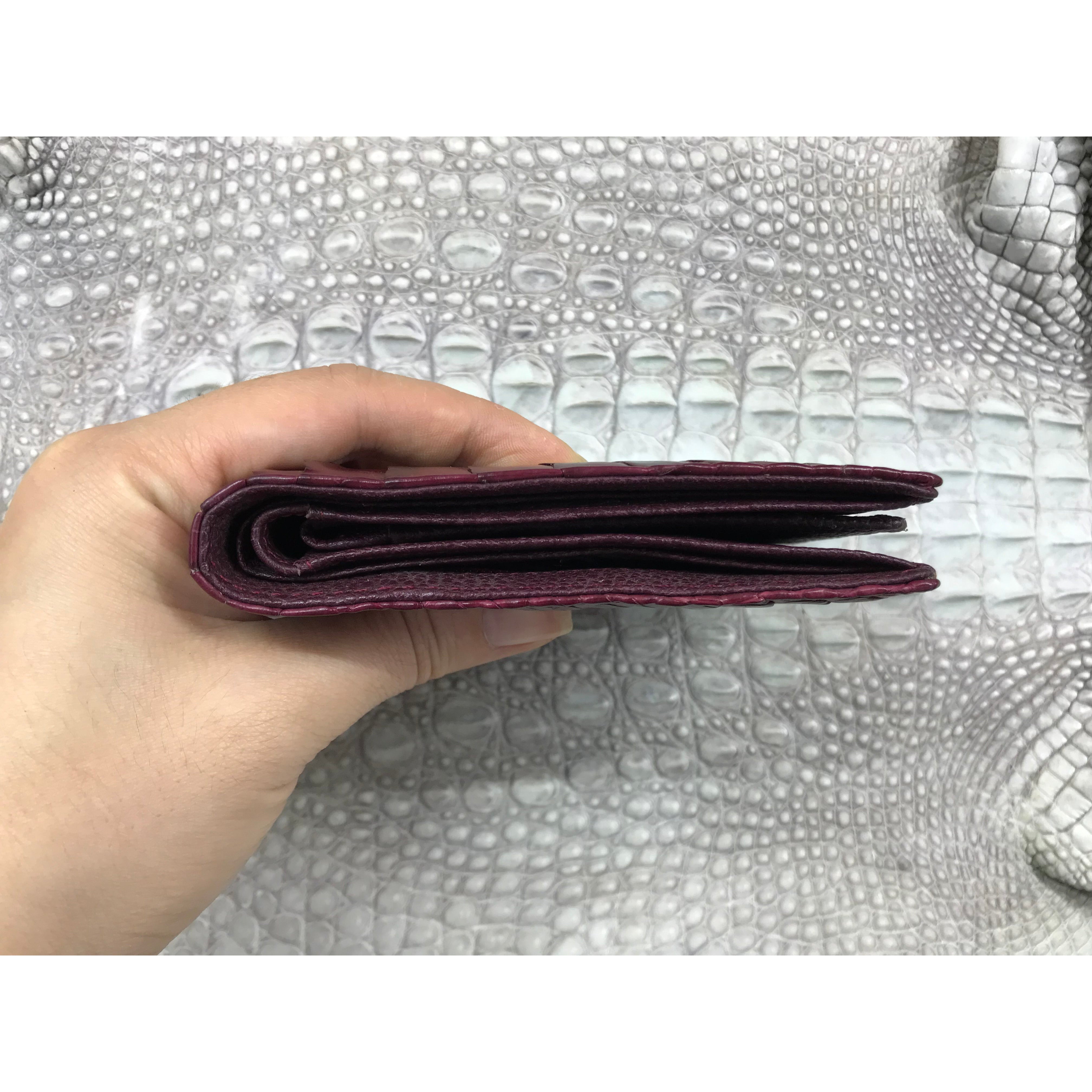 Red Burgundy Alligator Skin Bifold Wallet For Men | Handmade Crocodile Leather Wallet RFID Blocking | VL5639 - Vinacreations