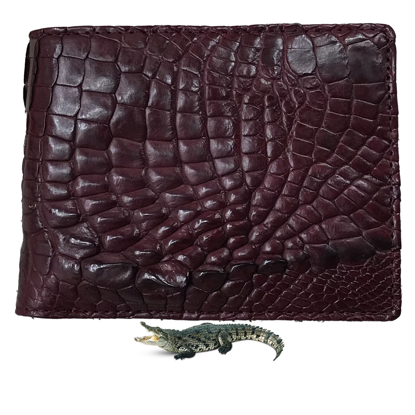 Red Burgundy Alligator Skin Bifold Wallet For Men | Handmade Crocodile Leather Wallet RFID Blocking | VL5639 - Vinacreations