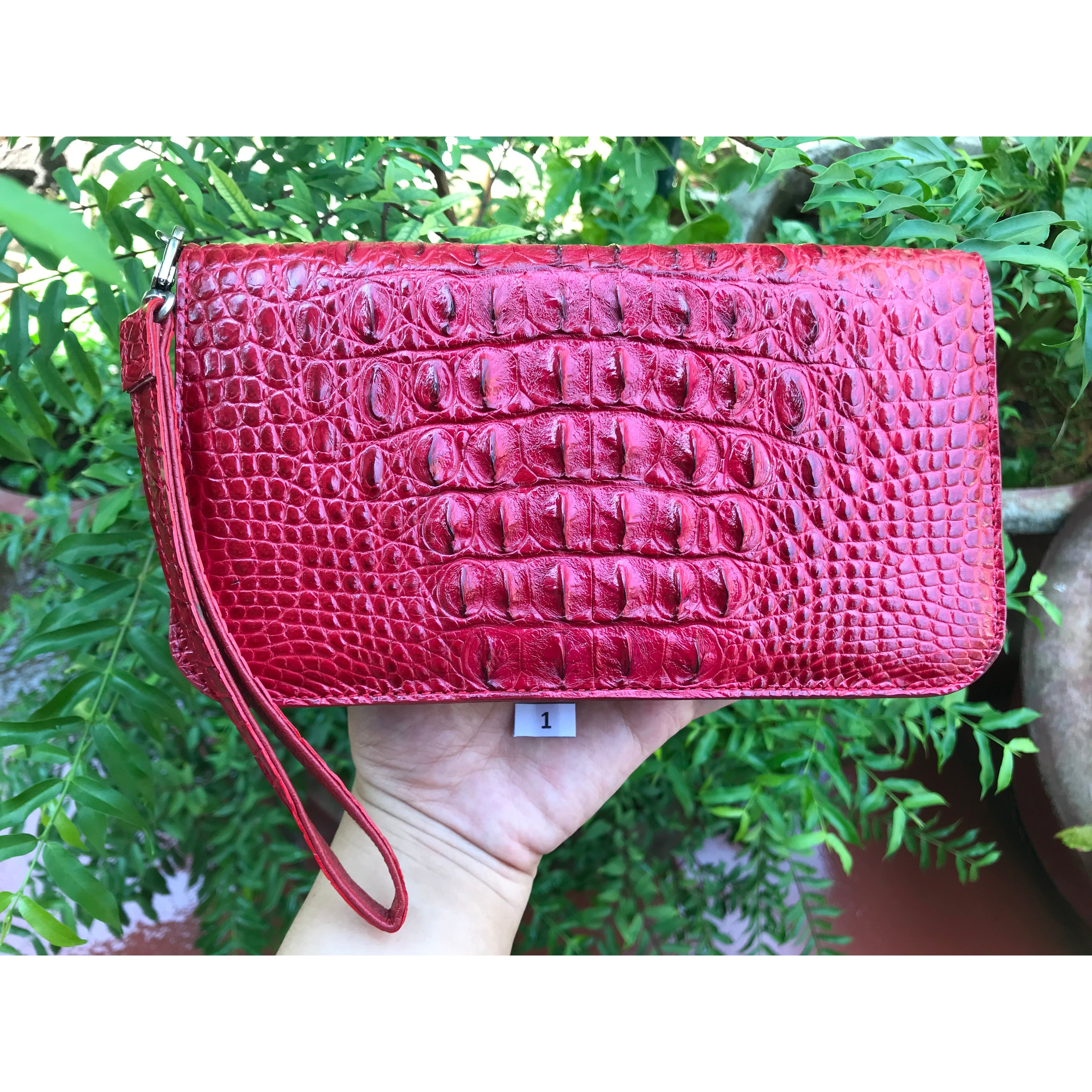 Trunk Chain Wallet - Luxury Shiny Crocodile Red