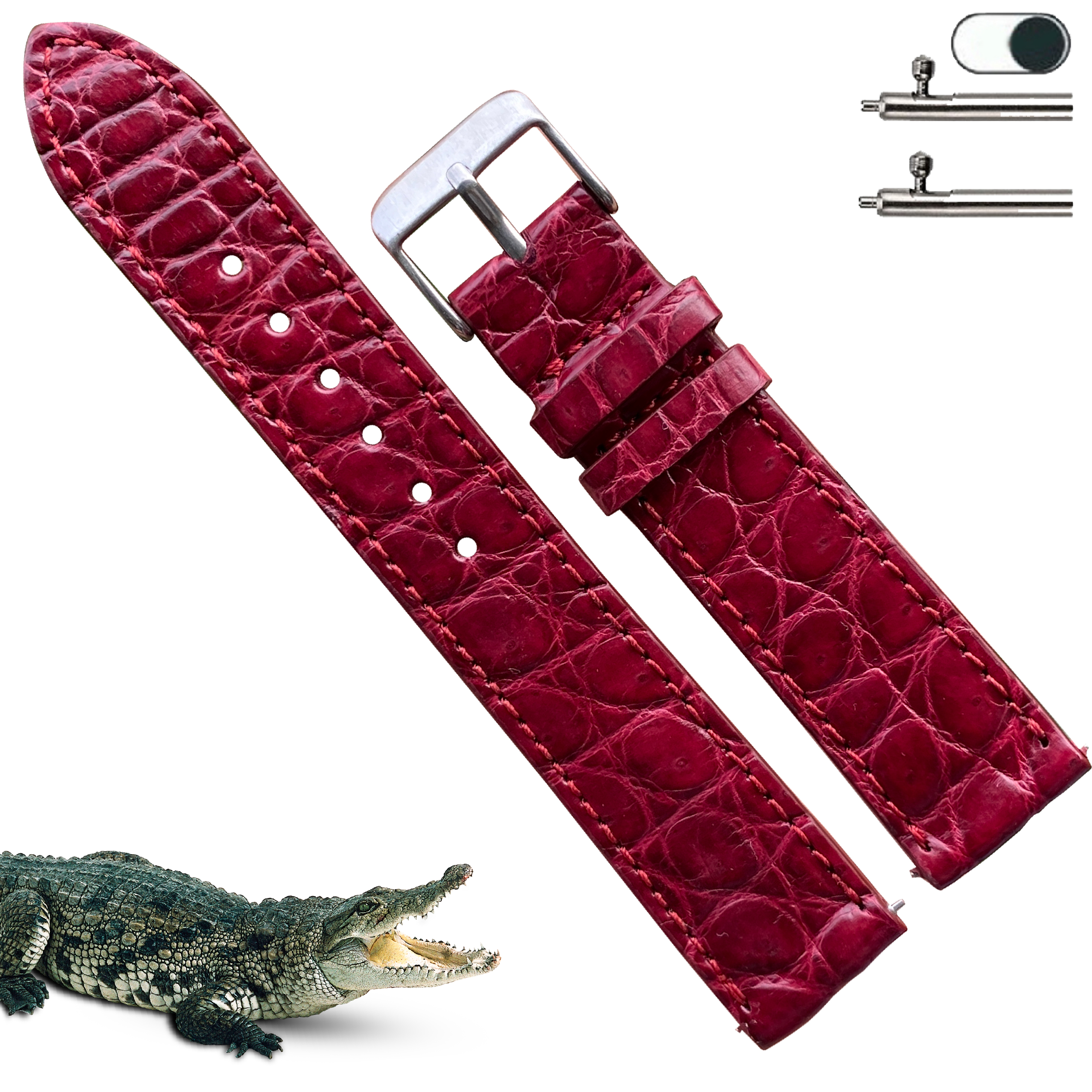 red wine alligator watch band