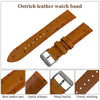 Tan Ostrich Leather Watch Strap Quick Release Replacement Wrist Watch Band - Vinacreations