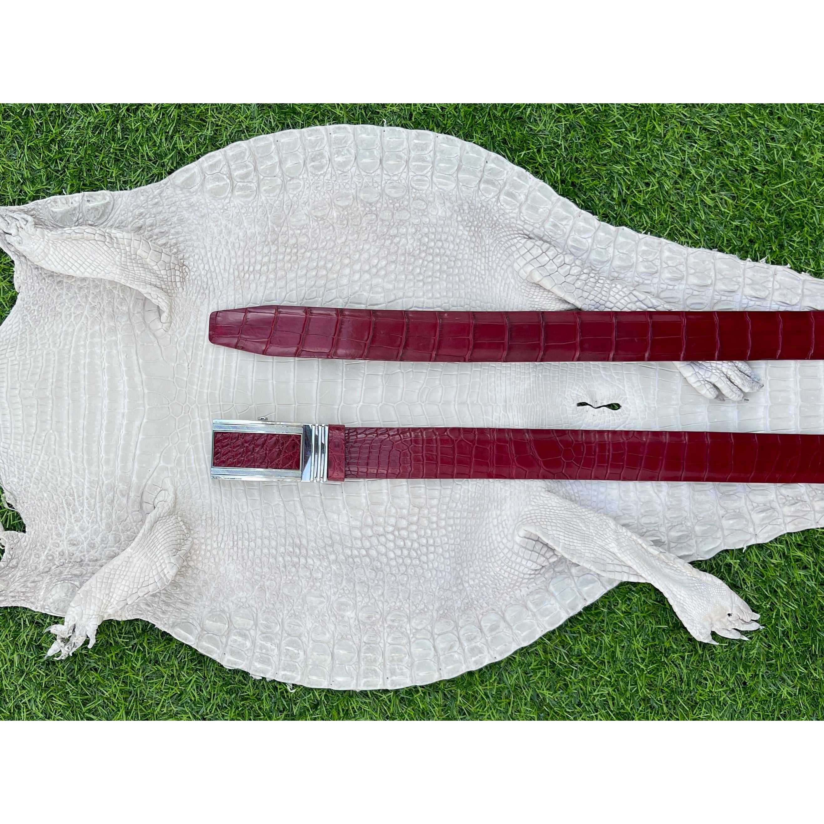 Vintage Burgundy Alligator Belt Men's - Automatic Buckle | BE-RED-70 - Vinacreations