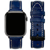 Load image into Gallery viewer, White Hand Stitching Navy Blue Alligator Leather Watch Band Compatible with Apple Watch IWatch Series 7 6 5 4 3 2 1 | AW-156 - Vinacreations