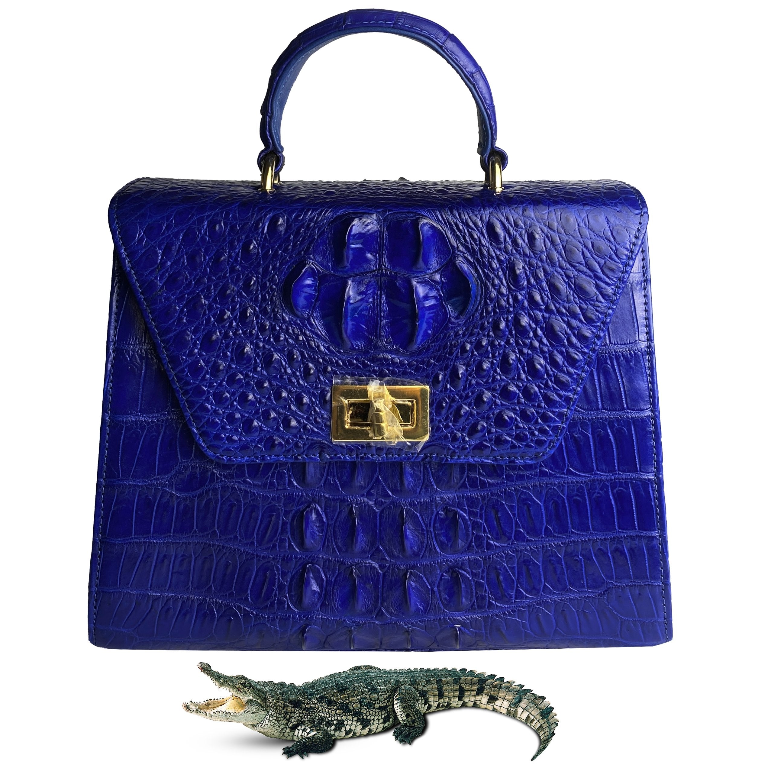BLUE /YELLOW Double Side Genuine Alligator Crocodile Leather