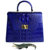 Women Crocodile Handbags Top Handle Alligator Leather Shoulder Messenger Bag Lady Fashion Daily Totes - Blue - Vinacreations