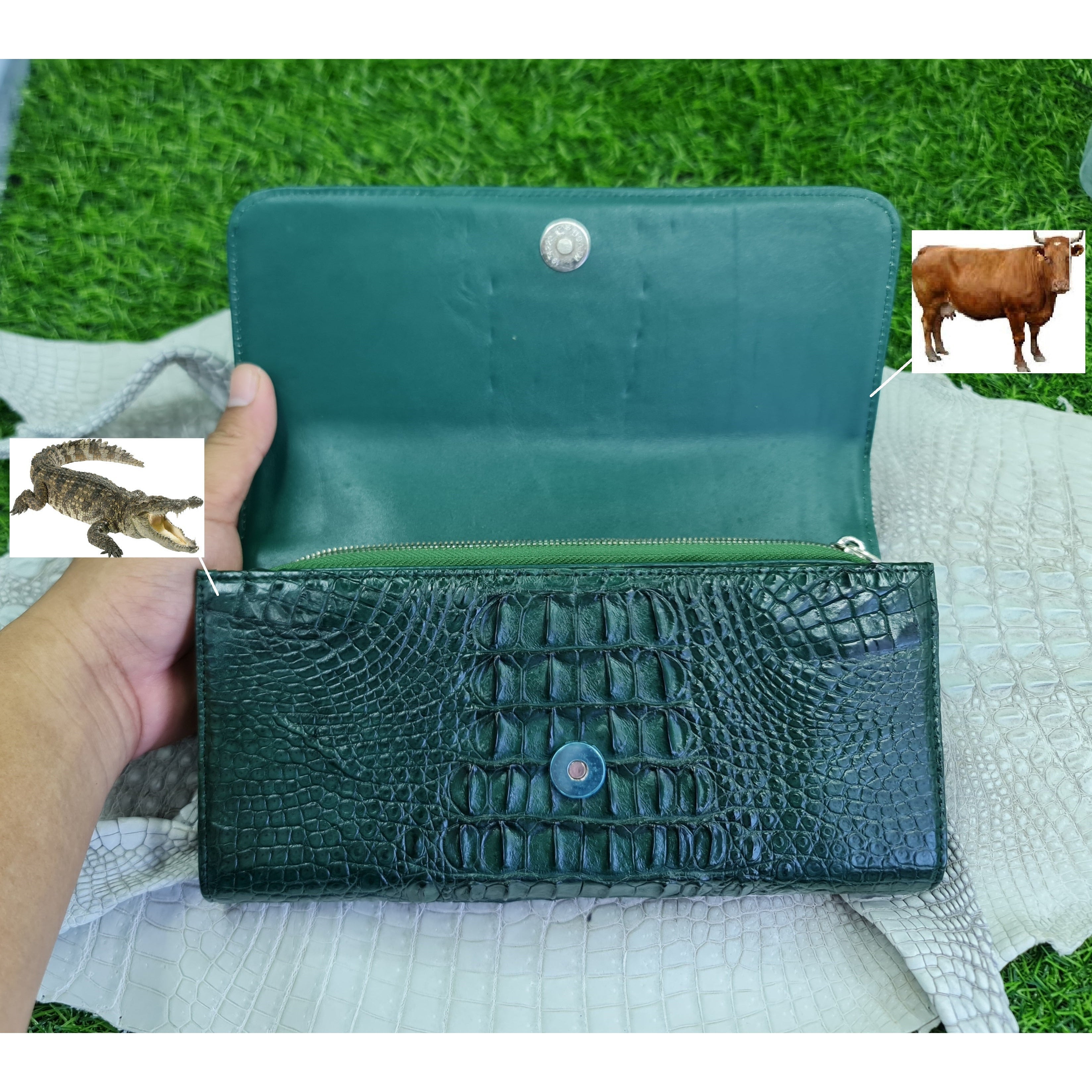 Womens Alligator Leather Handbag Handmade Luxury Leather Bag - Work Bag Women - Green Leather Satchel Purse XACH-06 - Vinacreations