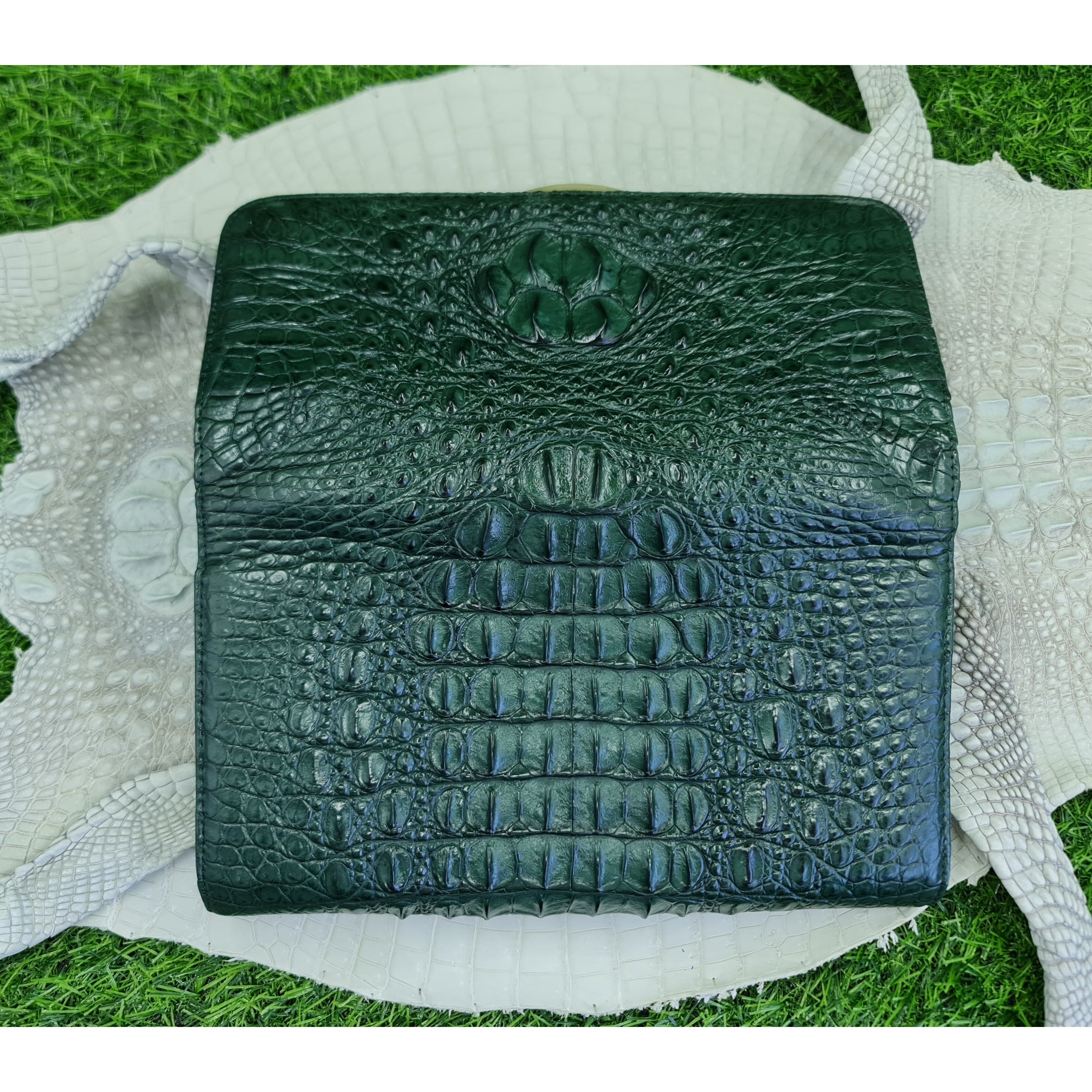 Womens Alligator Leather Handbag Handmade Luxury Leather Bag - Work Bag Women - Green Leather Satchel Purse XACH-06 - Vinacreations
