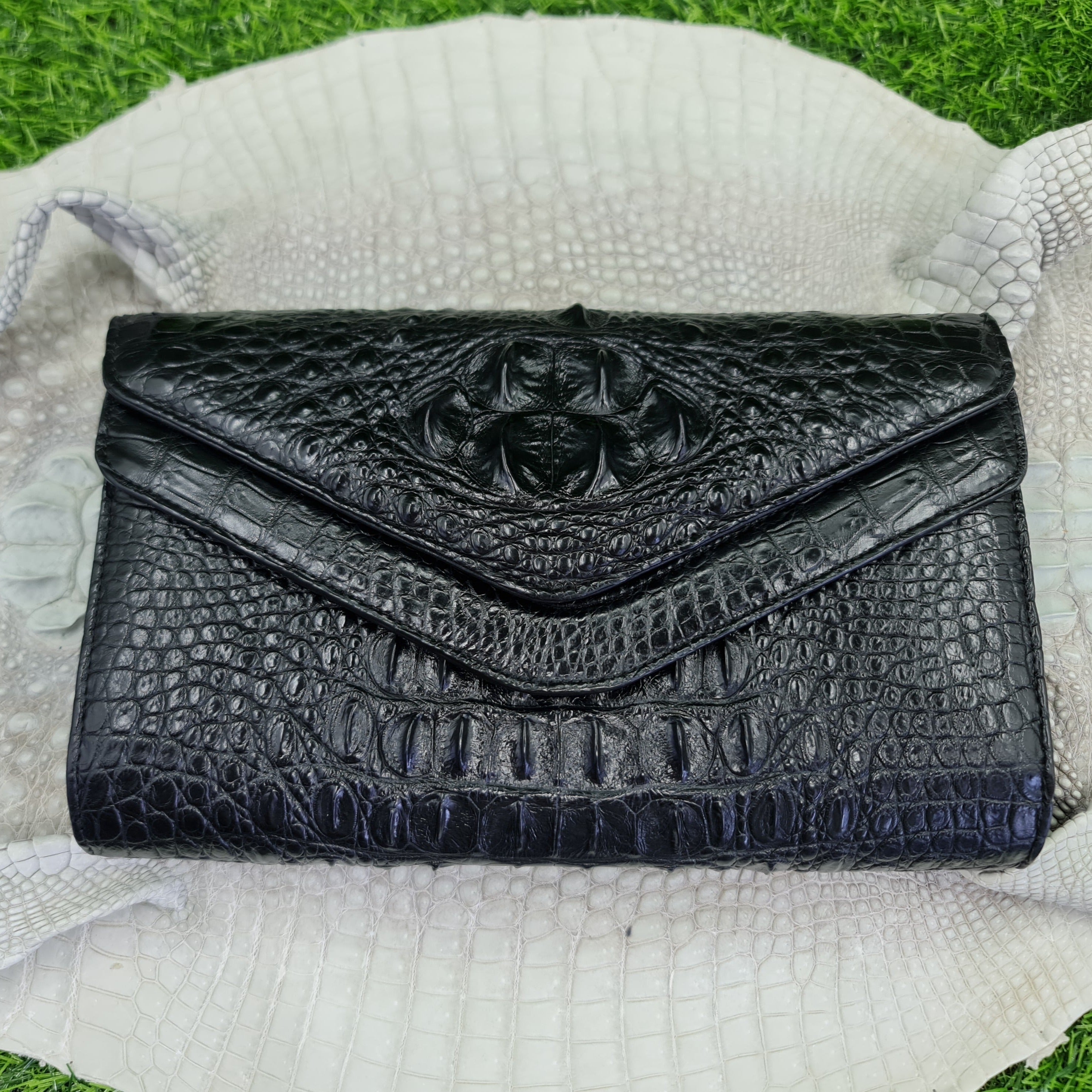 Womens Leather Alligator Handbag Handmade Luxury Leather Bag - Work Bag Women - Black Leather Satchel Purse XACH-12 - Vinacreations