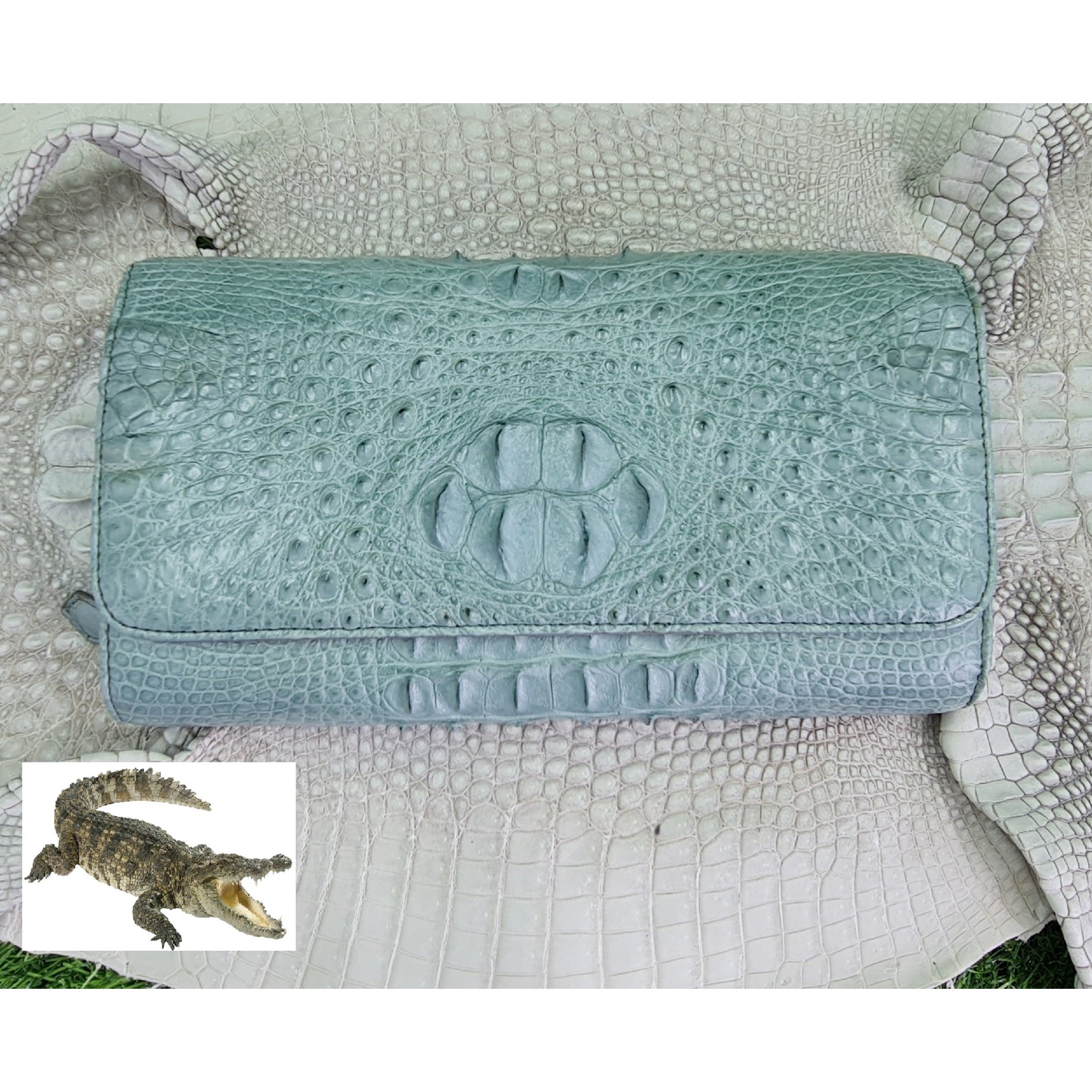 Womens Leather Alligator Handbag Handmade Luxury Leather Bag - Work Bag Women - Blue Leather Satchel Purse XACH-13 - Vinacreations