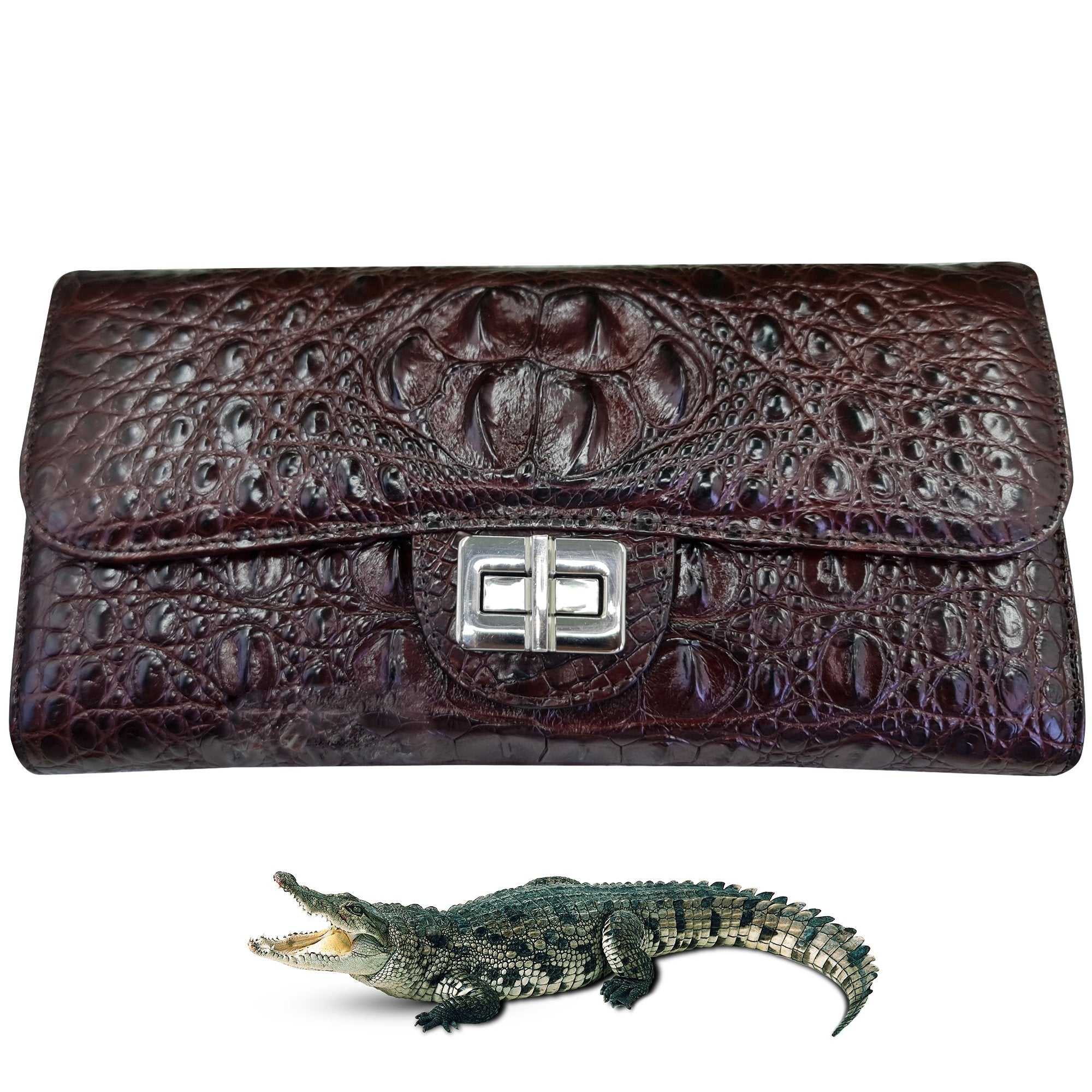 Womens Leather Alligator Handbag Handmade Luxury Leather Bag - Work Bag Women - Brown Leather Satchel Purse XACH-10 - Vinacreations