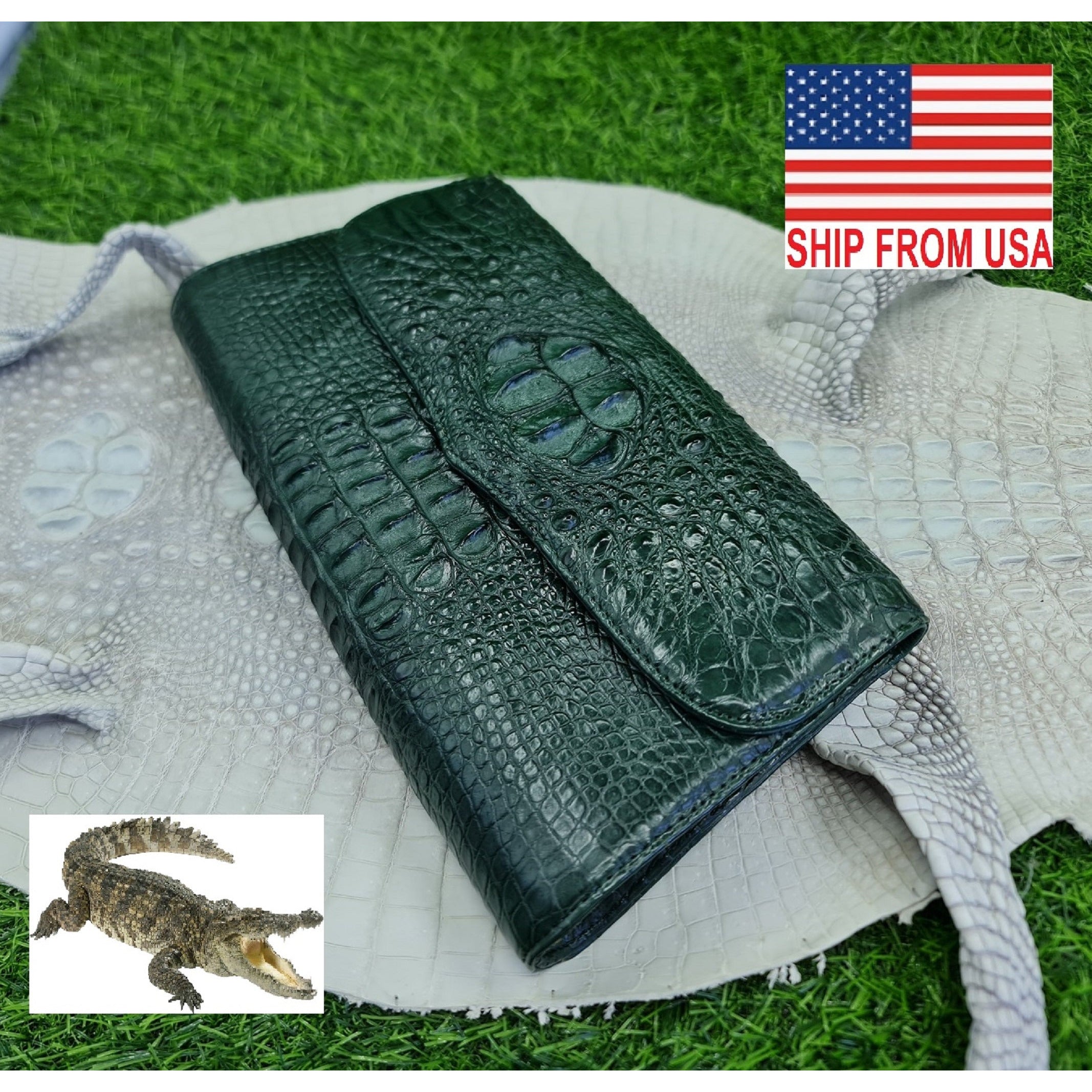 Green Leather Alligator Handbag Women Handmade Luxury Leather Bag - Work Bag Women - Leather Satchel Purse BAG-GRE-06