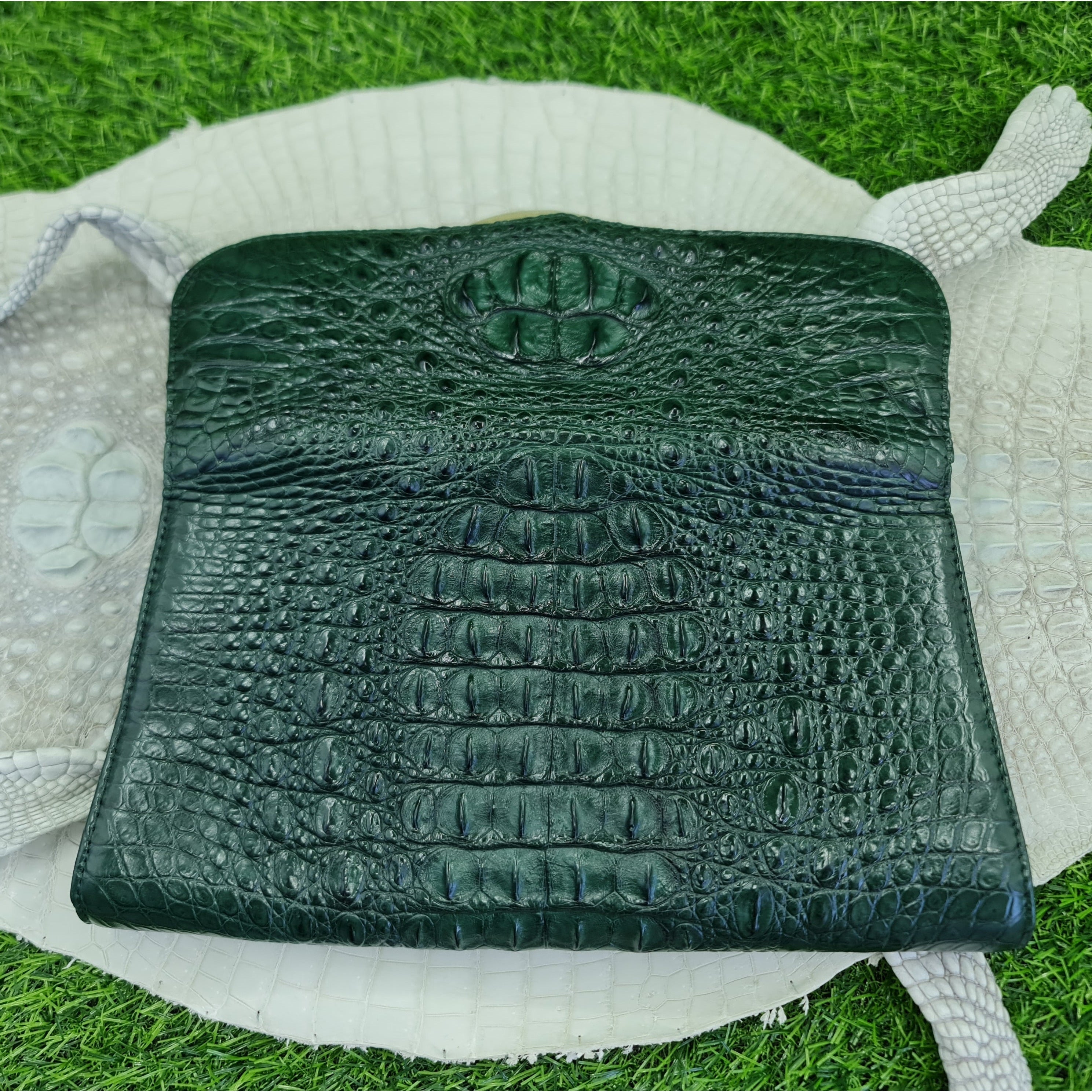 Womens Leather Alligator Handbag Handmade Luxury Leather Bag - Work Bag Women - Green Leather Satchel Purse XACH-03 - Vinacreations