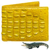 Yellow Double Side Alligator Hornback Leather Bifold Wallet For Men | Handmade Crocodile Wallet RFID Blocking | VINAM-108 - Vinacreations