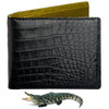 Black Yellow Double Side Alligator Leather Classic Bifold Wallet For Men